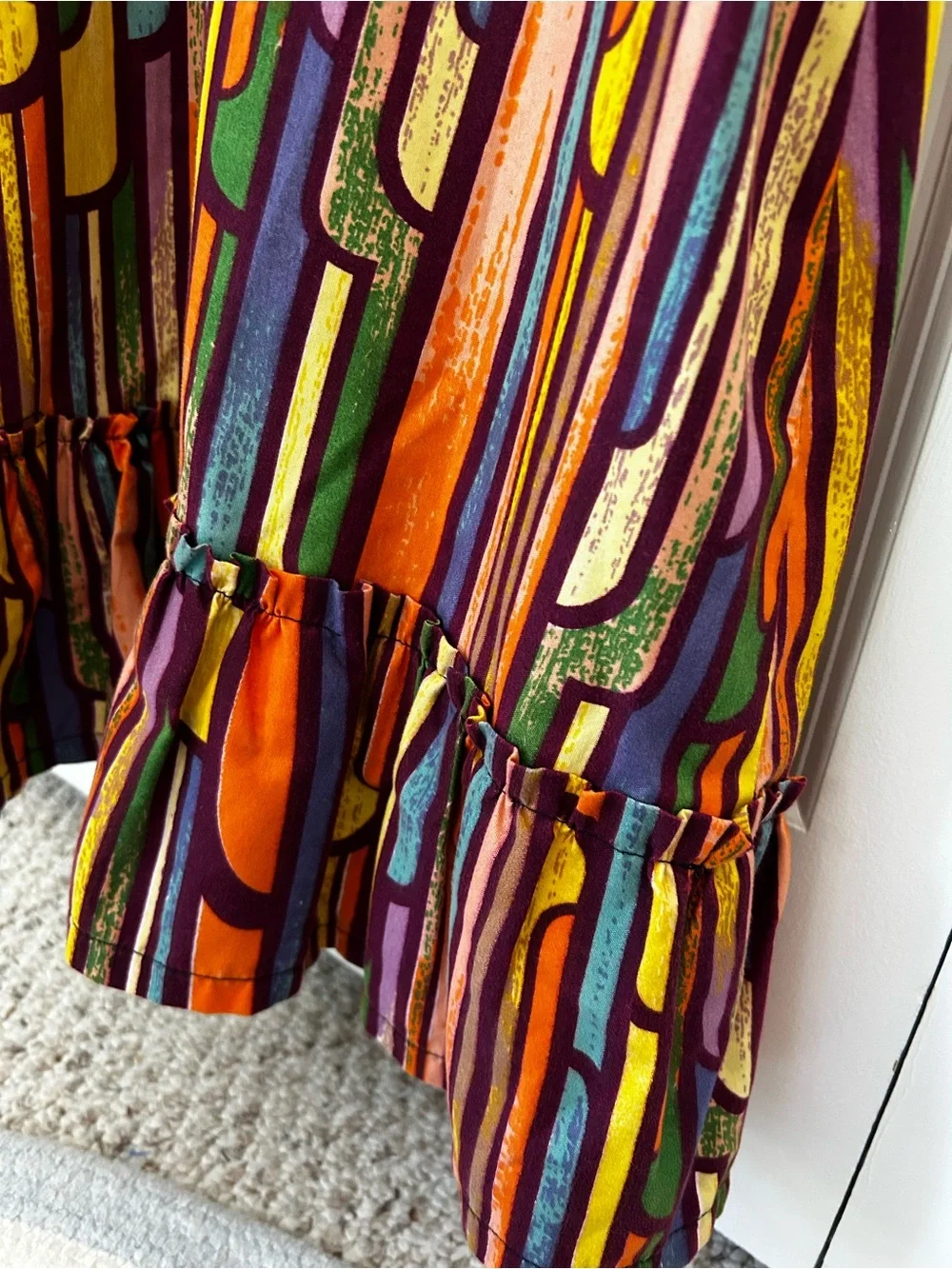 Elisamama girls abstract colorful print ruffle sleeve dress size 5 Nigerian